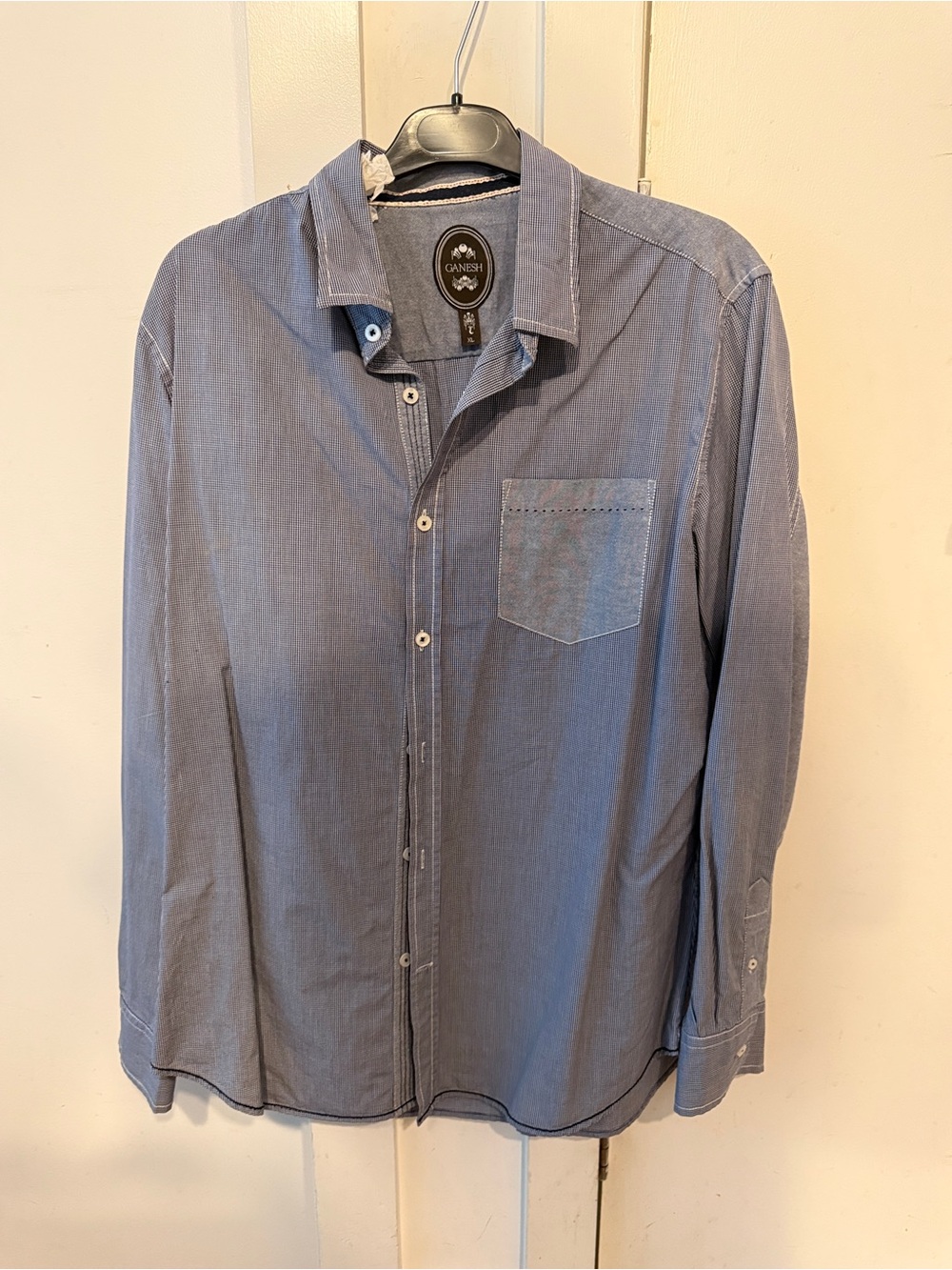 Ganesh Men's Slate Blue Casual Button-Down Shirt